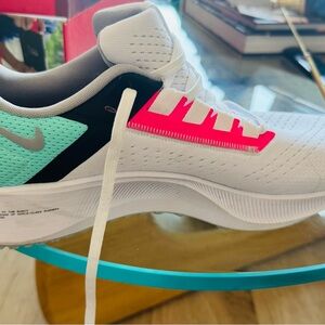 Nike White Sneakers with Pink and Teal Accents